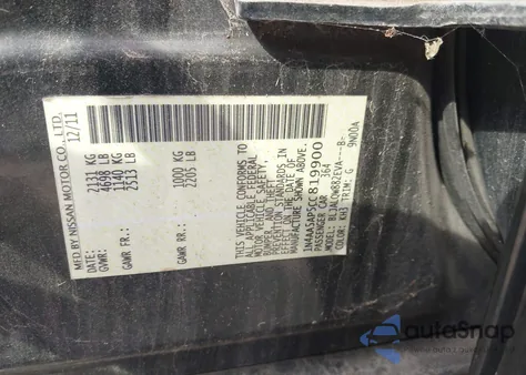 2012 Nissan Maxima 3.5 S z USA, uszkodzony, nr VIN 1N4AA5AP5CC819900